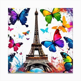 Colorful Butterflies In Paris 1 Canvas Print