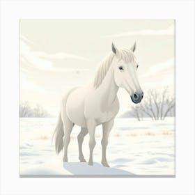 White Horse In The Snow 10 Canvas Print