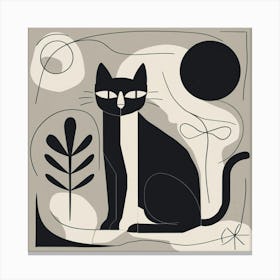 Cat In Black And White Canvas Print