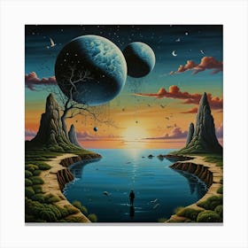 Leonardo Lightning Between Two Worlds Surrealism Art 0 Canvas Print