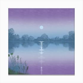 Moonlight Over The Lake Canvas Print