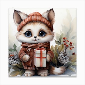 Christmas Cute Baby Animal Canvas Print