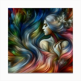 Colorful Woman With Colorful Hair Canvas Print