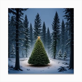 Christmas Tree In The Forest 37 Canvas Print