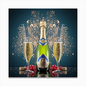 Champagne Bottle And Glasses Canvas Print