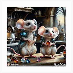 Two Mice In A Kitchen Canvas Print