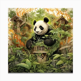 Panda Bear In The Jungle 2 Canvas Print