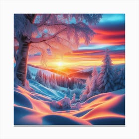 Sunset In The Snow 2 Canvas Print