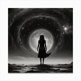 Girl In The Night Sky Canvas Print