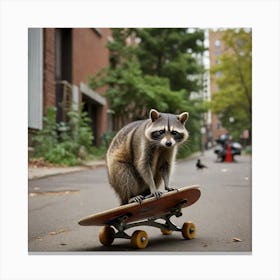 Photograph A Scene Where City Animals Like Raccoons Pigeons And Squirrels Are Taking Over An Urban E 2512957686 Canvas Print