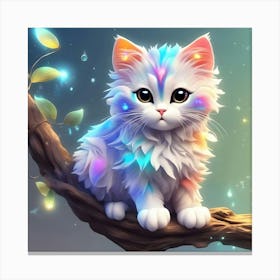 Cute Kitten Sitting On A Branch 3 Canvas Print