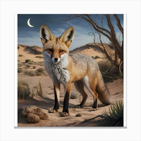 Fox In The Desert Canvas Print