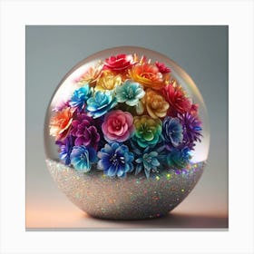 Glass Ball With Flowers Canvas Print