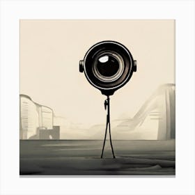 Camera With A Tripod Canvas Print