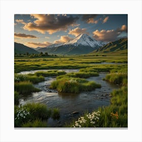 Kazakhstan Mountains At Sunset Canvas Print