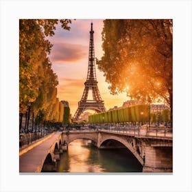 Paris Eiffel Tower At Sunset Canvas Print
