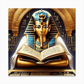 Pharaoh Reading Book Canvas Print