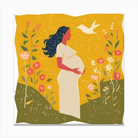 Pregnant Woman With Dove Canvas Print