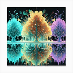 Three Colorful Trees in neon colors 4 Canvas Print