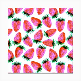 Lavender Red Strawberries Fruit Canvas Print