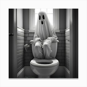 Ghost Sitting On Toilet 1 Canvas Print