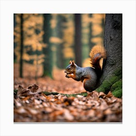 Squirrel In Autumn Forest 1 Canvas Print