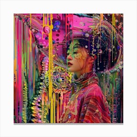 Girl In A Colorful Dress Canvas Print