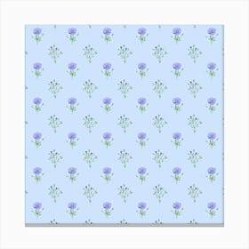 Meadow Flowers On Light Blue Pattern Canvas Print