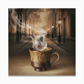 Coffee Cup With Smoke Canvas Print