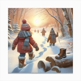 Children In The Snow Canvas Print