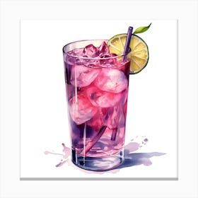 Watercolor Cocktail Illustration Canvas Print