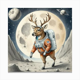 Astronaut Deer 4 Canvas Print