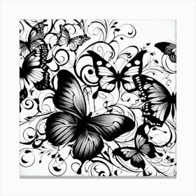 Black And White Butterflies 19 Canvas Print