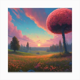 Tree In The Meadow Canvas Print