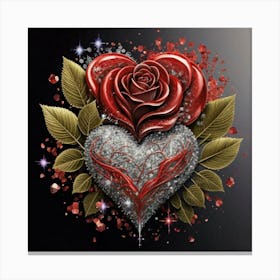 Heart and beautiful red rose 7 Canvas Print
