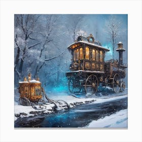 Steam Snow Train Canvas Print