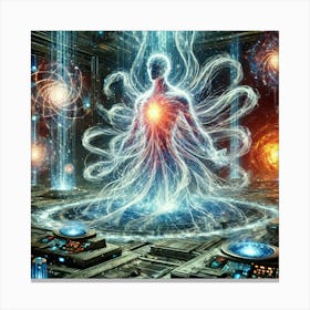 A Futuristic Sci Fi Scene Depicting Multiversal Energy Manifestations Canvas Print