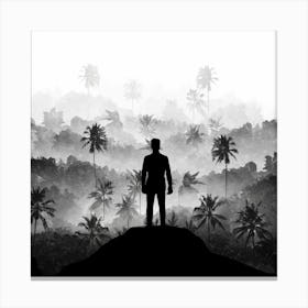 Silhouette Of A Man In The Jungle 2 Canvas Print