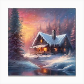 Cabin in the Forest Canvas Print