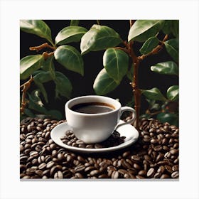Coffee Beans On A Black Background Canvas Print
