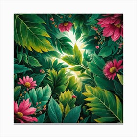 Abstract Of Flowers And Leaves Canvas Print