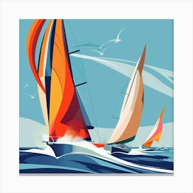 Sailboats In The Ocean 3 Canvas Print