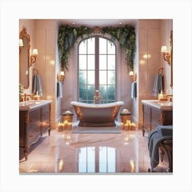 Default A Serene Bathroom Interior Illustration In Vibrant Dig 3 Canvas Print