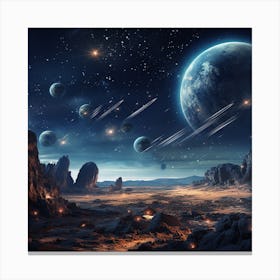 Space Landscape With Planets And Stars Canvas Print