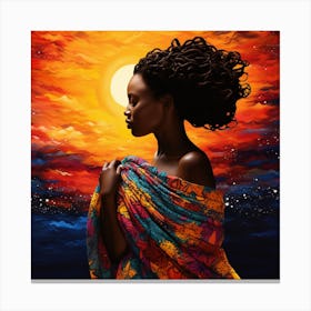 African Woman At Sunset 2 Canvas Print
