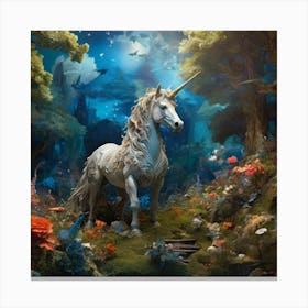 Unicorn In The Forest Canvas Print