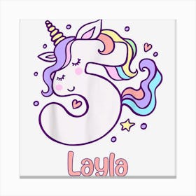 5th Birthday Girl Unicorn Lovers Layla Birthday Daughter Gif Canvas Print