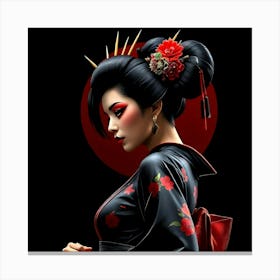 Geisha Black and Red Portrait Toile