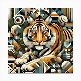 Geometric Art Tigers in the jungle 3 Canvas Print
