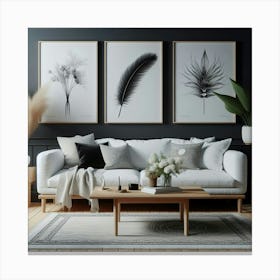 Black And White Living Room Canvas Print